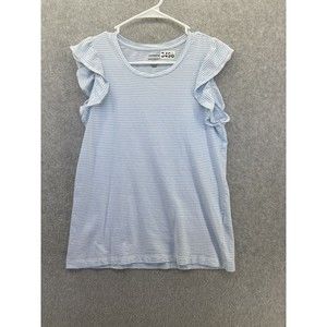 Banana Republic Light Blue Striped Short Sleeve Top